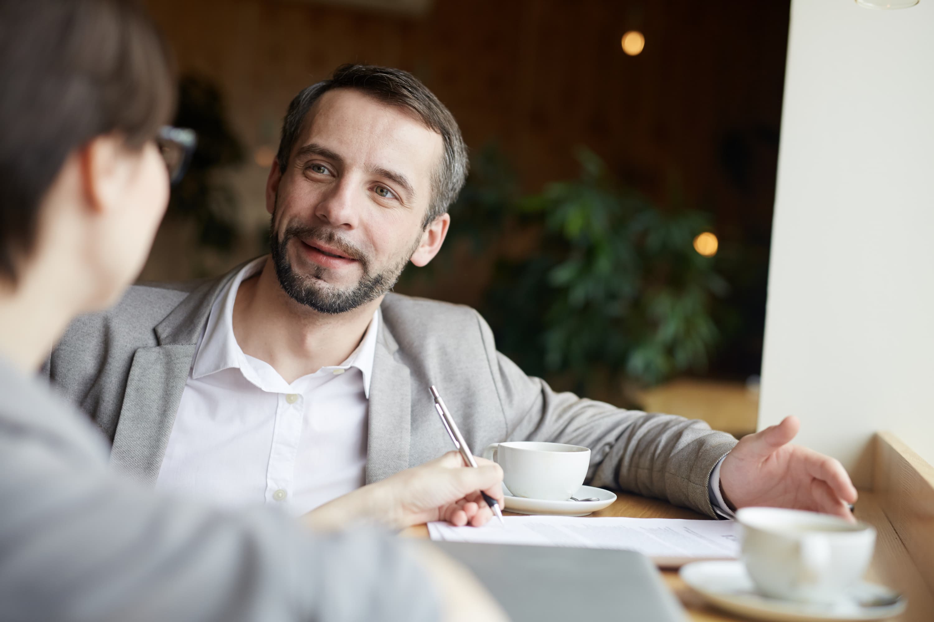 Illustration of business interaction and collaboration.